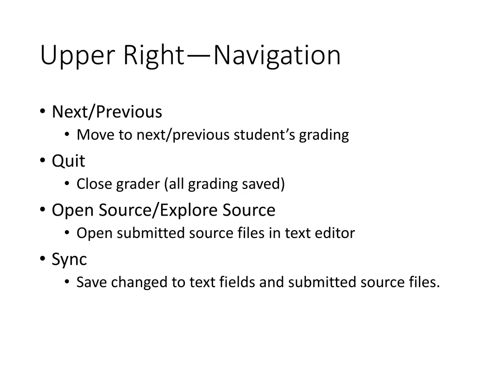 upper right navigation
