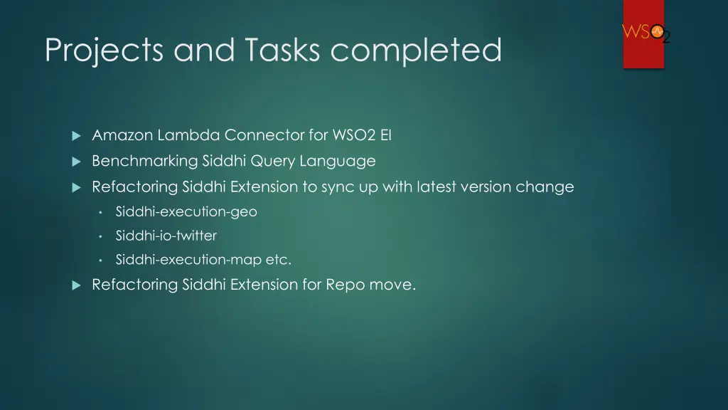 projects and tasks completed