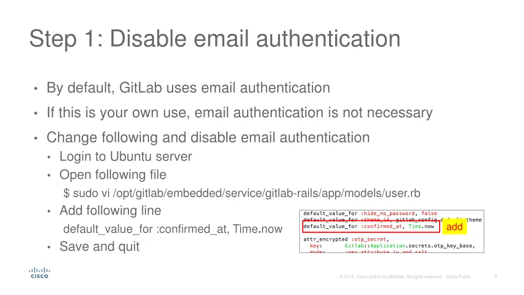 step 1 disable email authentication