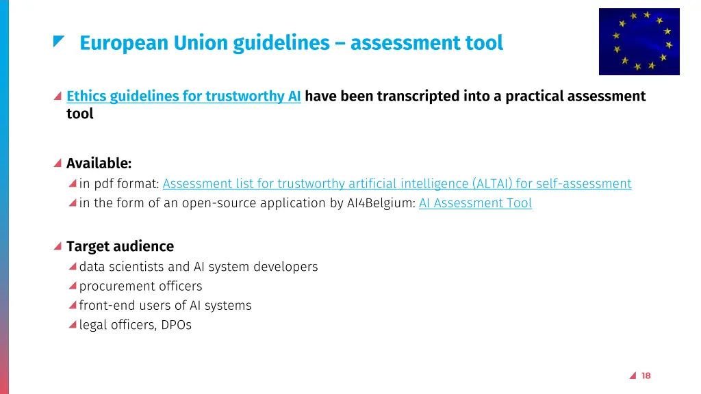 european union guidelines assessment tool