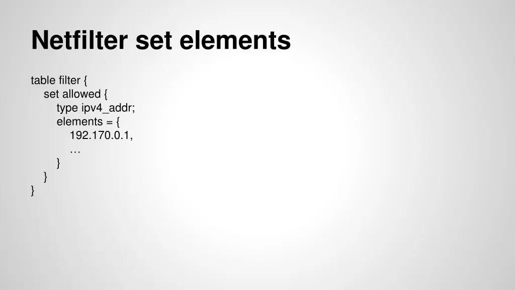 netfilter set elements