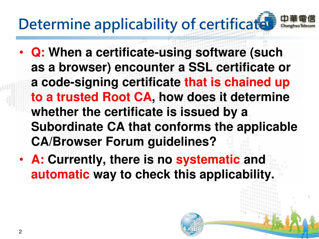 determine applicability of certificates