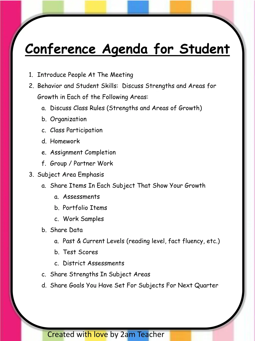 conference agenda for student