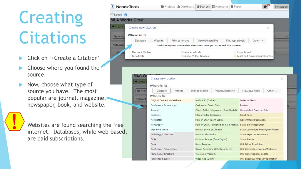 creating citations