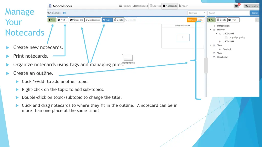 manage your notecards