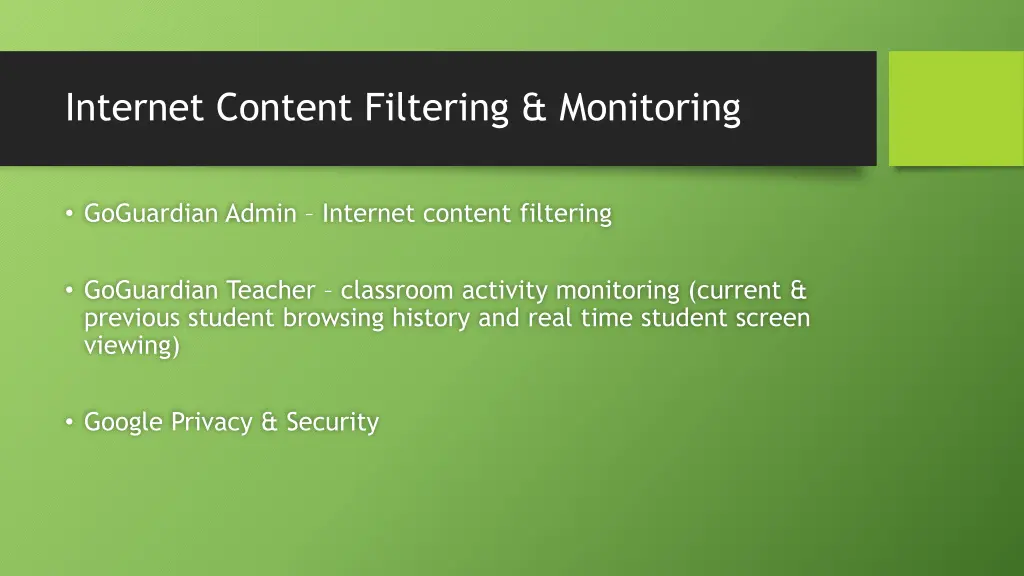 internet content filtering monitoring