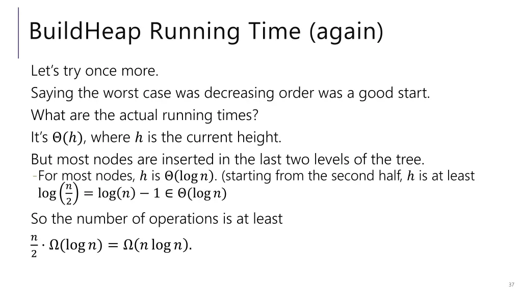 buildheap running time again