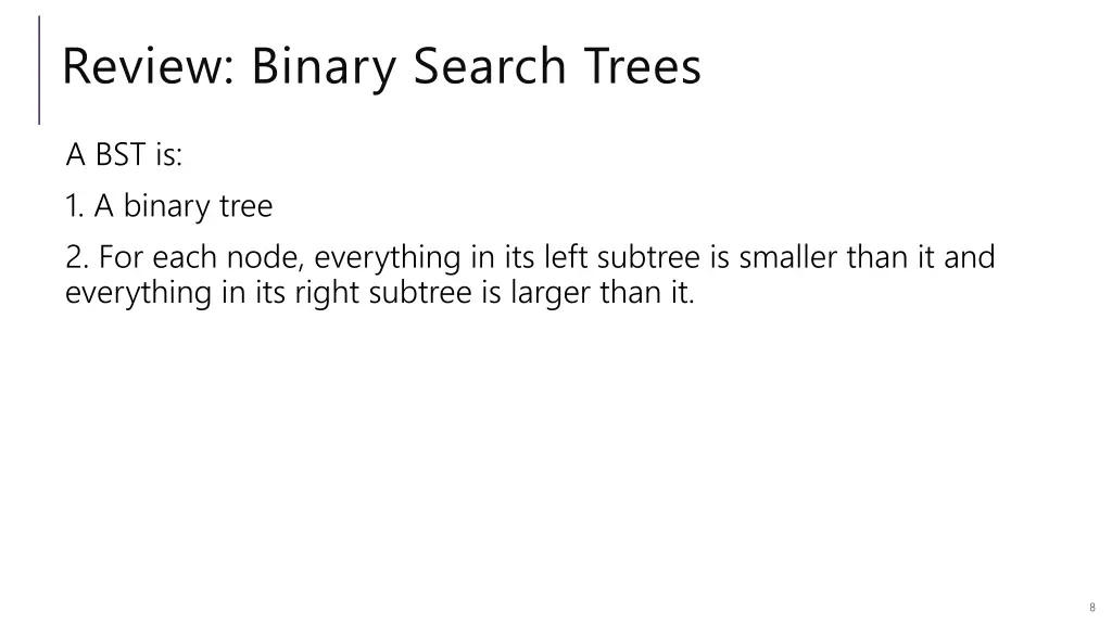 review binary search trees