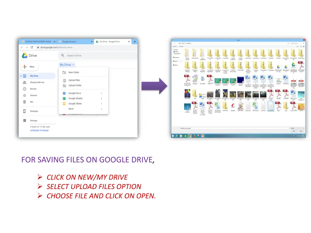 for saving files on google drive