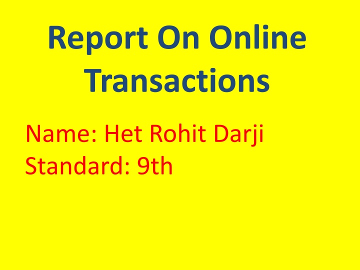 report on online transactions