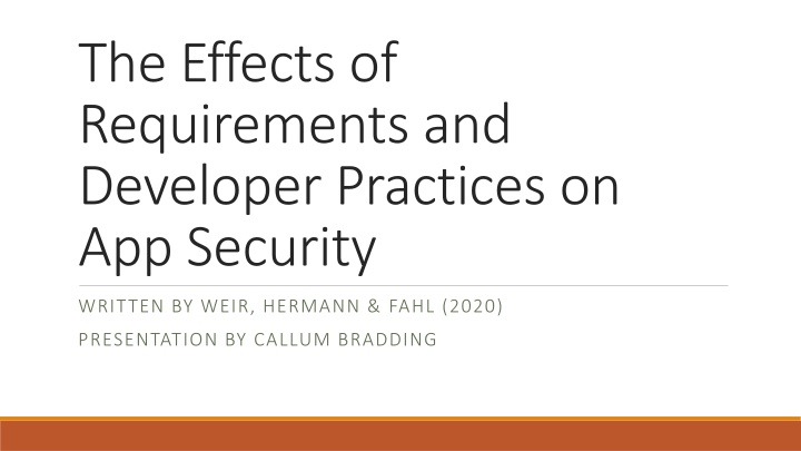 the effects of requirements and developer