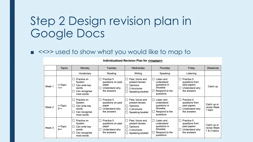 step 2 design revision plan in google docs