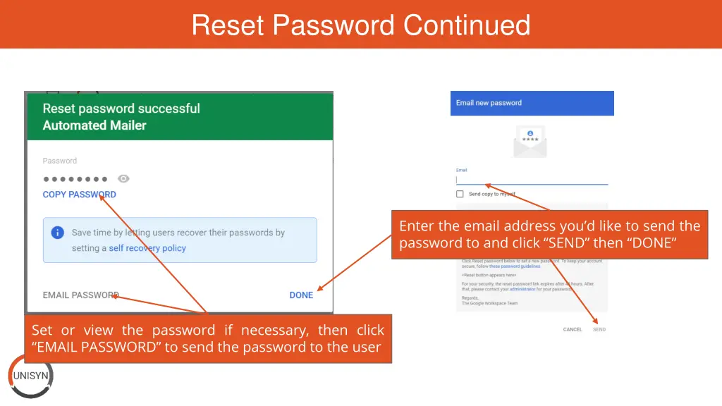 reset password continued