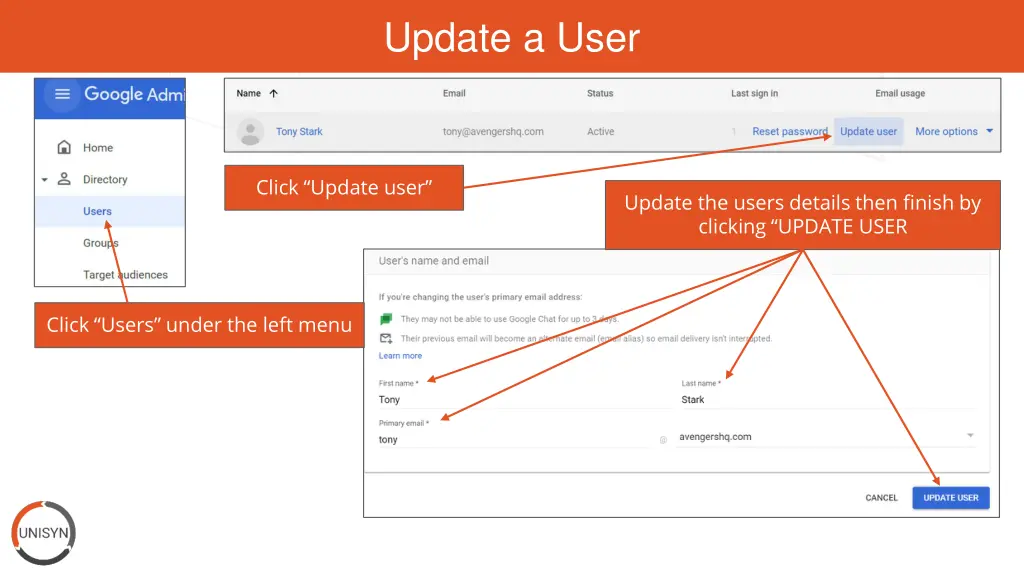 update a user