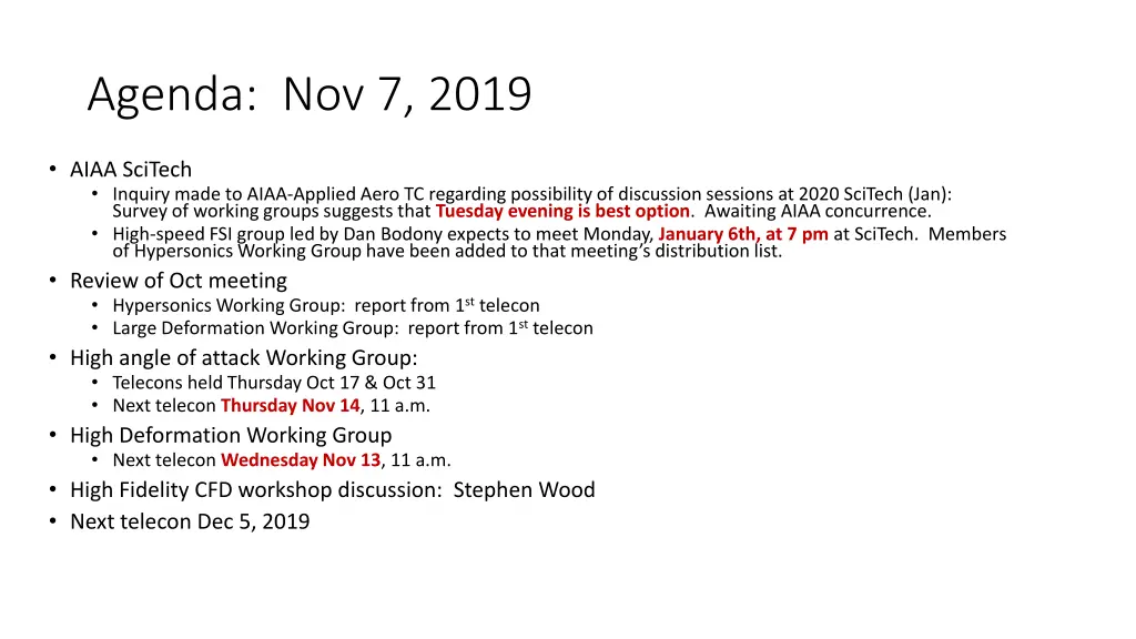 agenda nov 7 2019