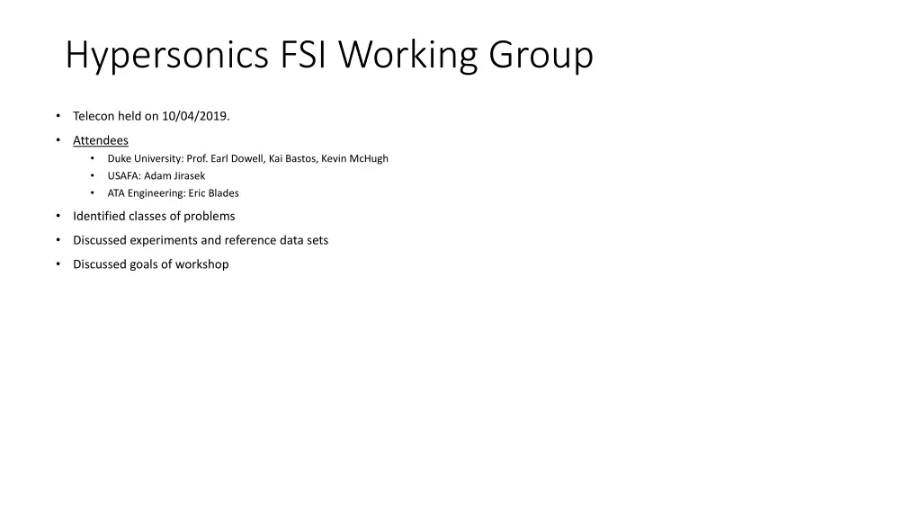 hypersonics fsi working group