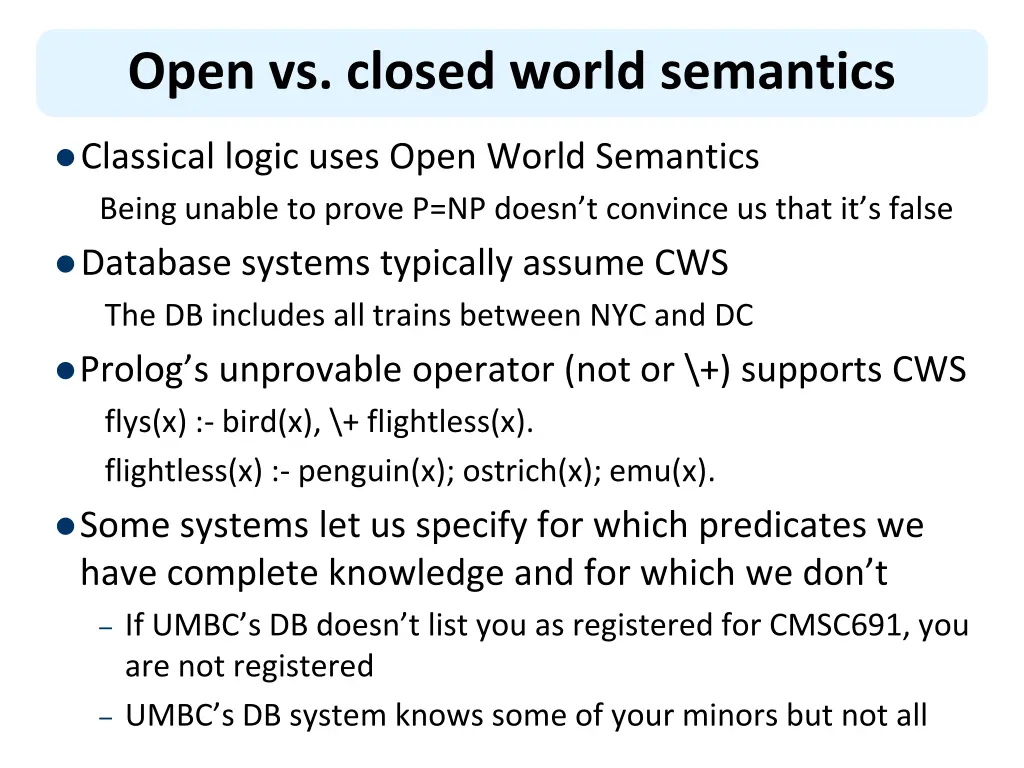 open vs closed world semantics 1