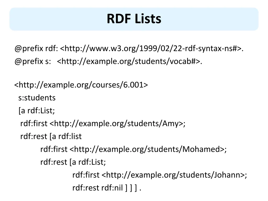 rdf lists 1