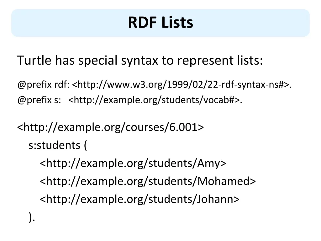 rdf lists 2