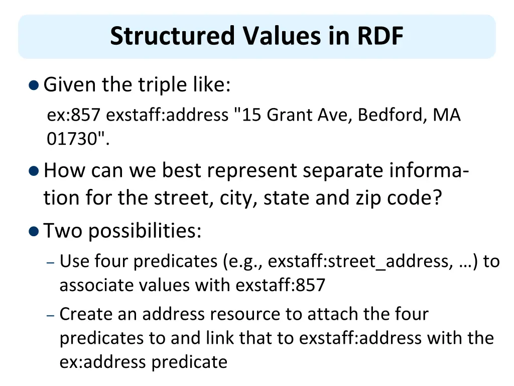 structured values in rdf