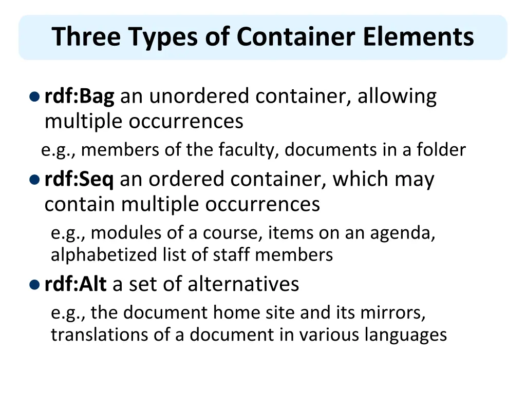 three types of container elements