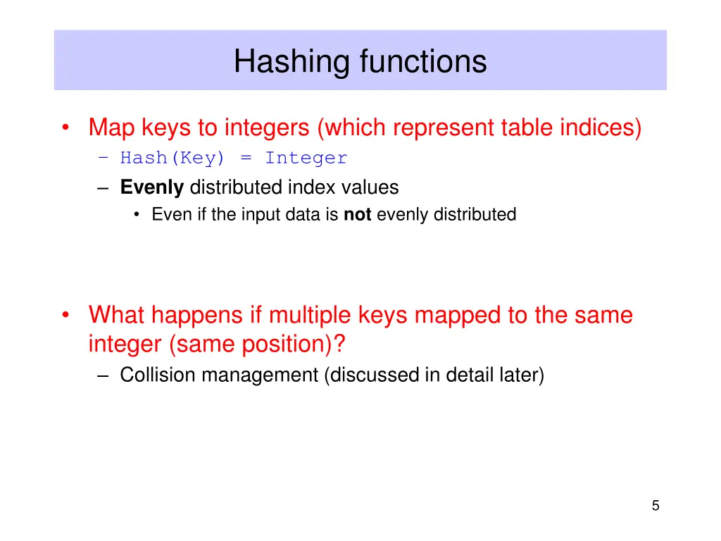 hashing functions