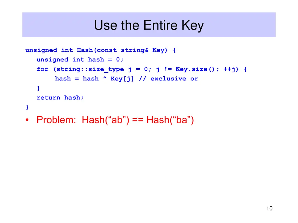 use the entire key