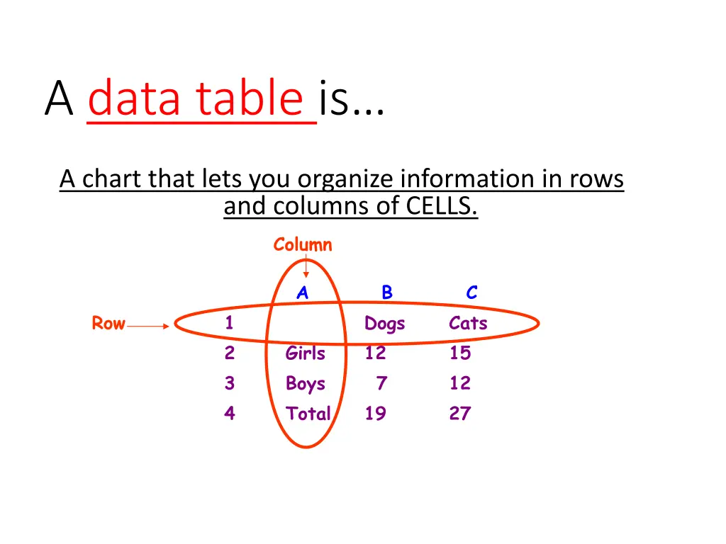 a data table is