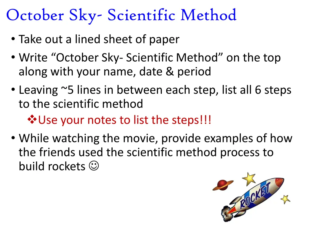 october sky scientific method