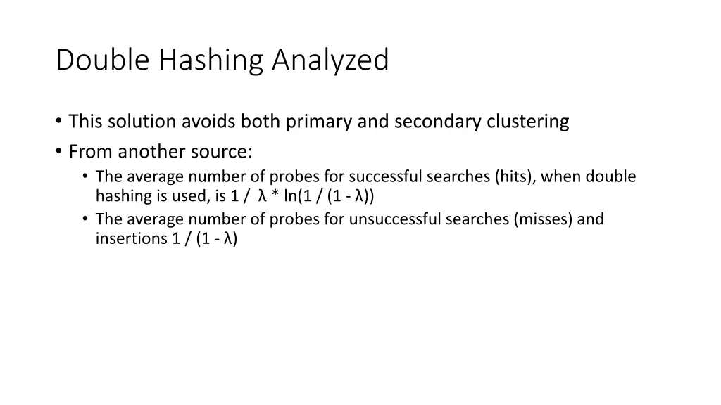 double hashing analyzed