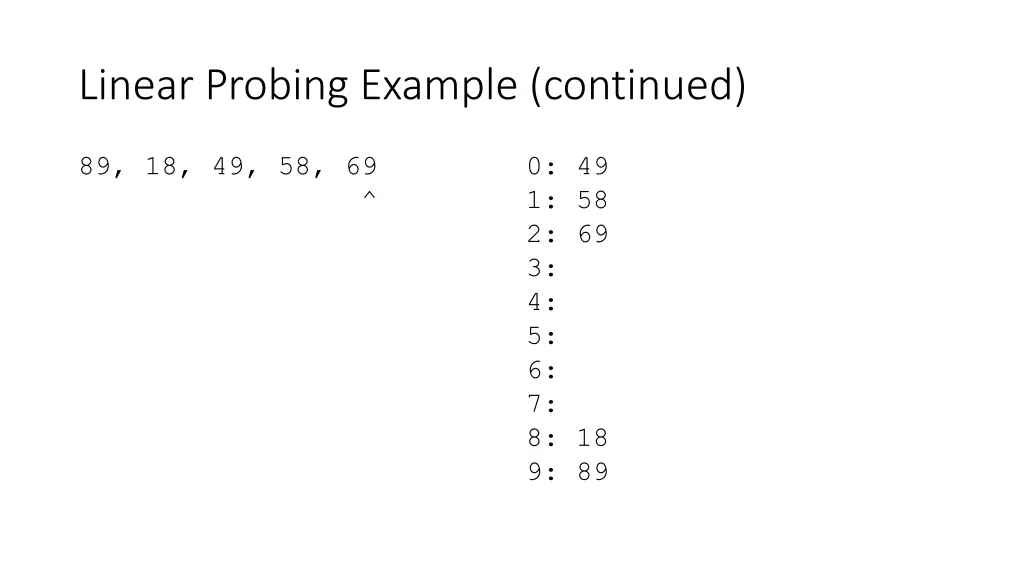 linear probing example continued 4