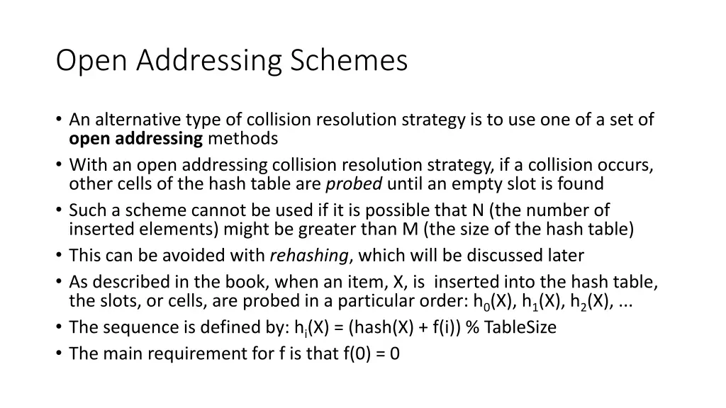 open addressing schemes