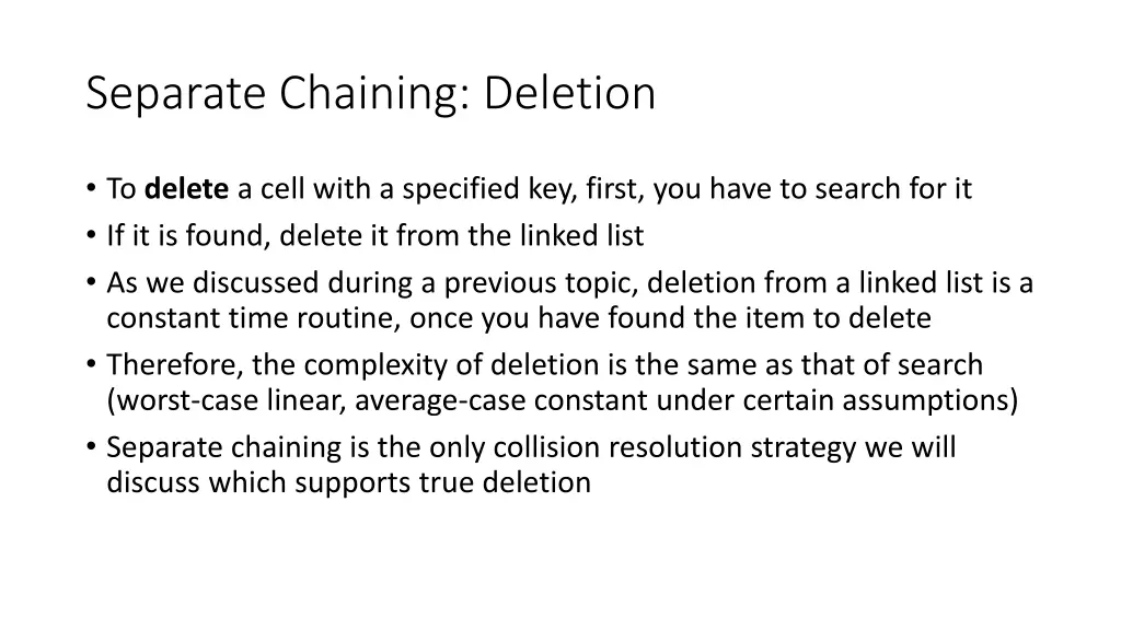separate chaining deletion