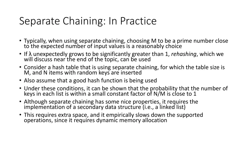 separate chaining in practice