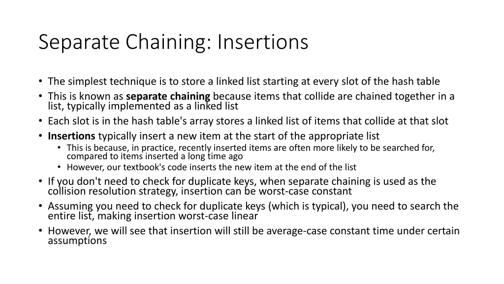 separate chaining insertions