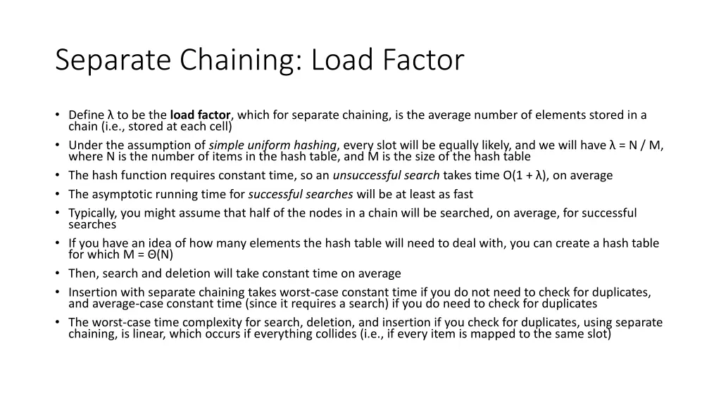 separate chaining load factor