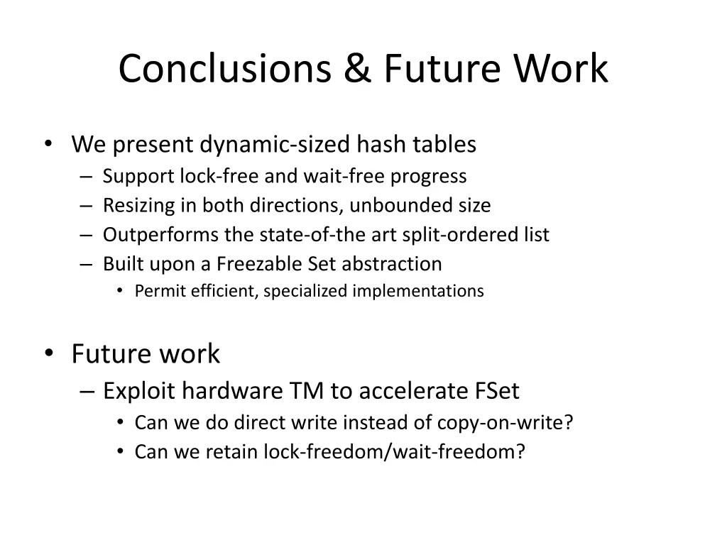 conclusions future work