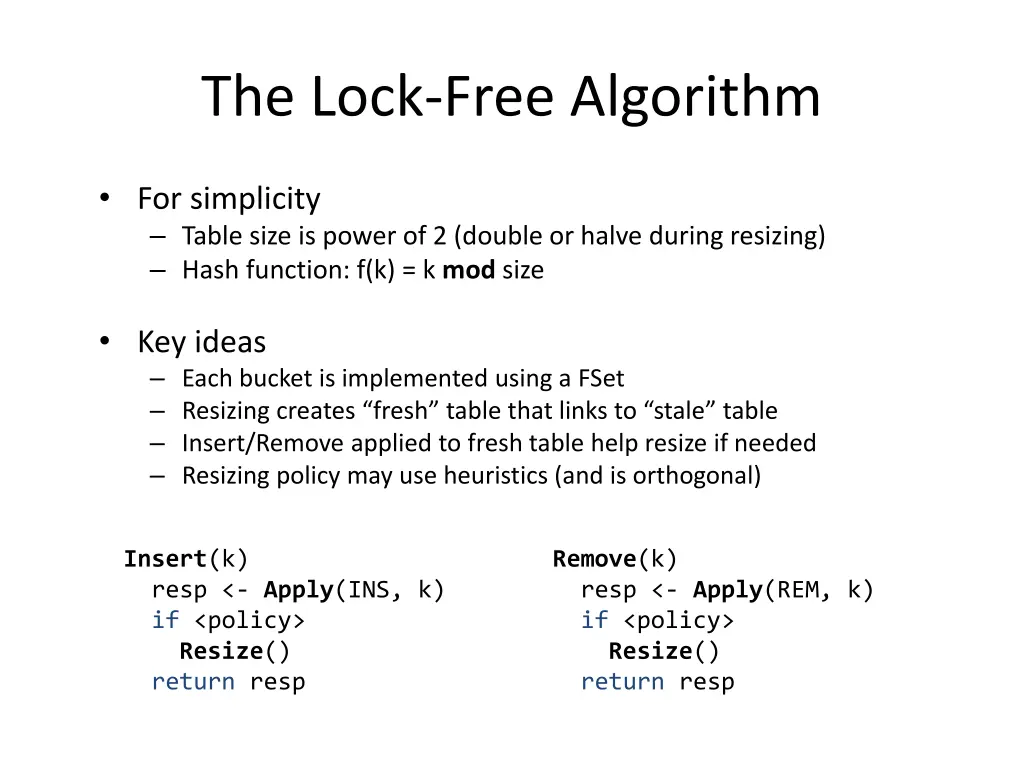 the lock free algorithm
