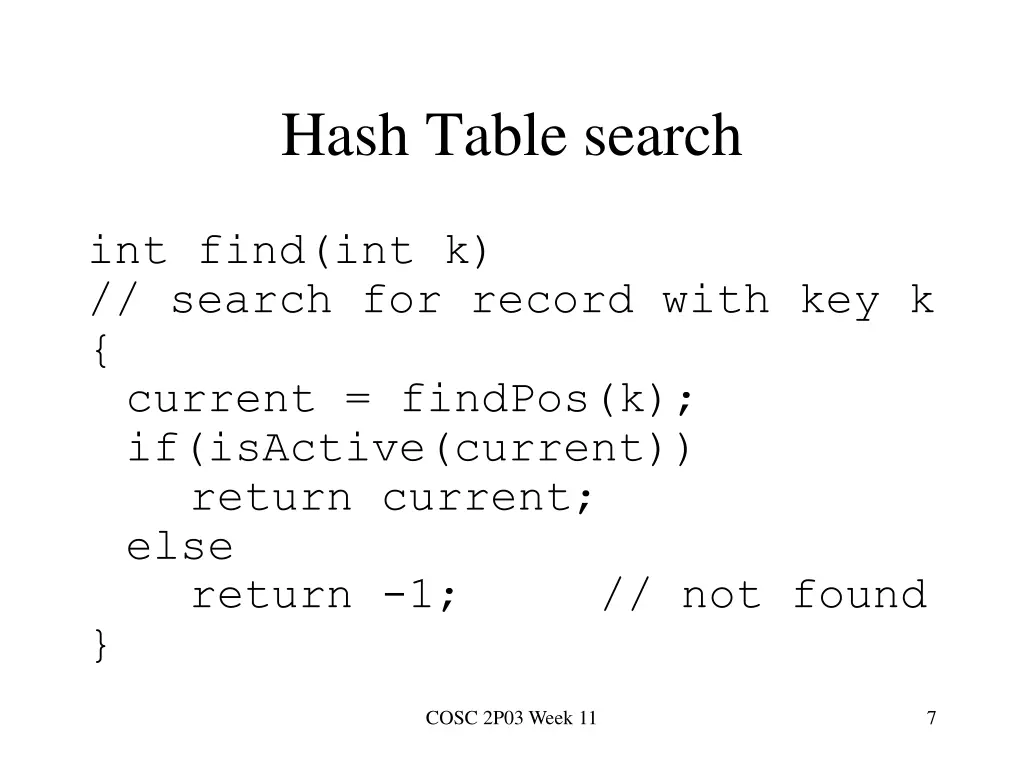 hash table search