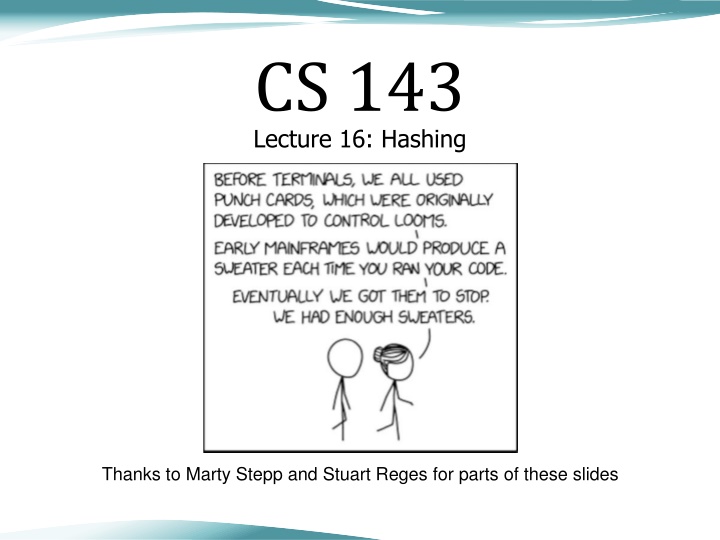 cs 143 lecture 16 hashing