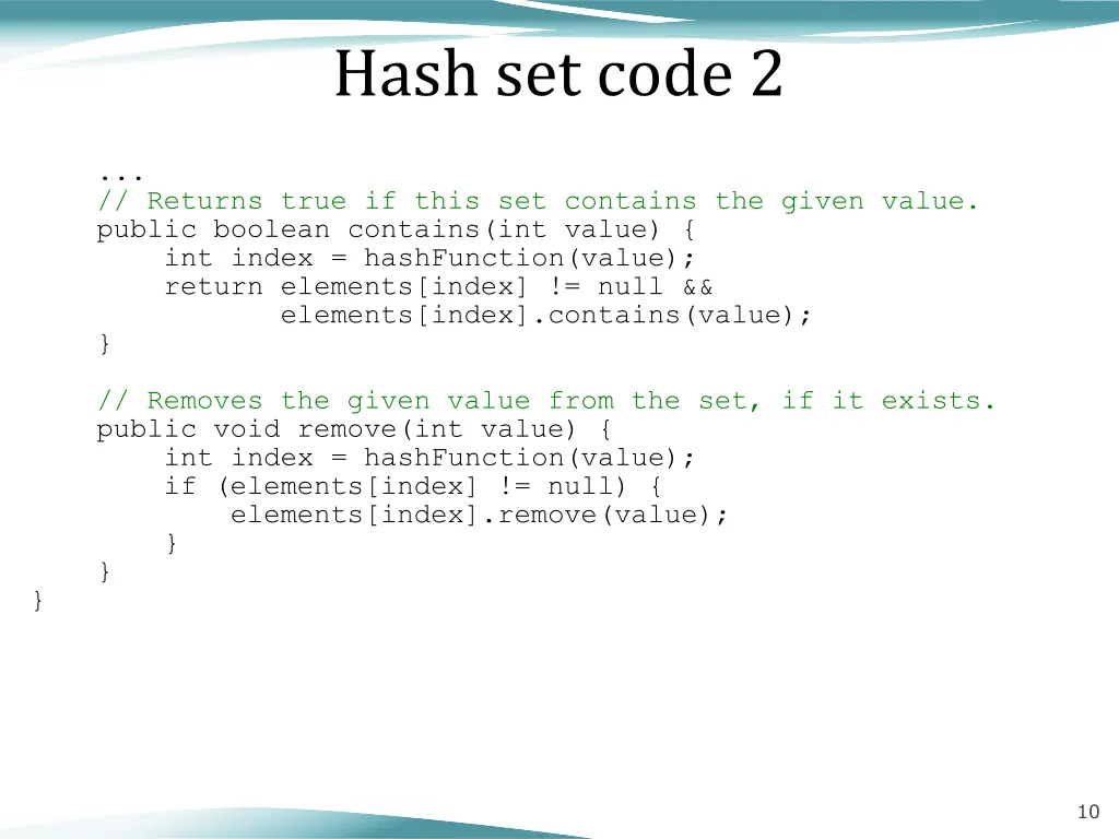hash set code 2