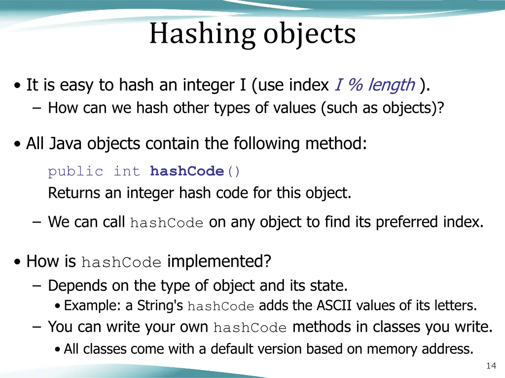 hashing objects