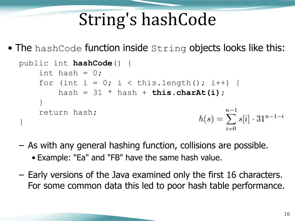 string s hashcode