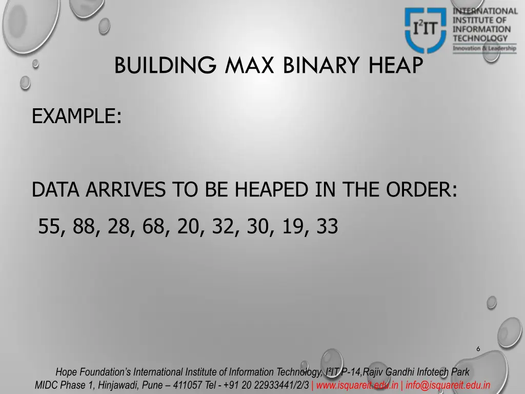 building max binary heap