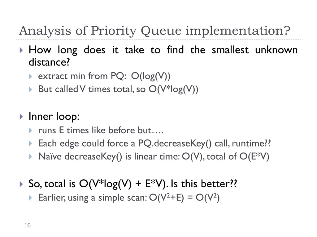 analysis of priority queue implementation