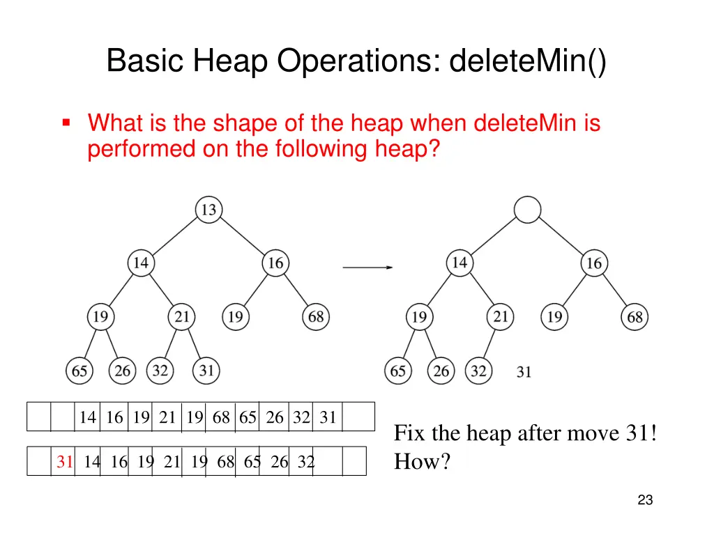 basic heap operations deletemin 1