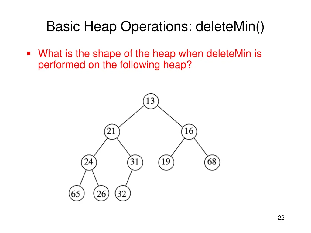 basic heap operations deletemin