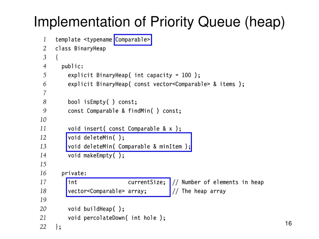 implementation of priority queue heap