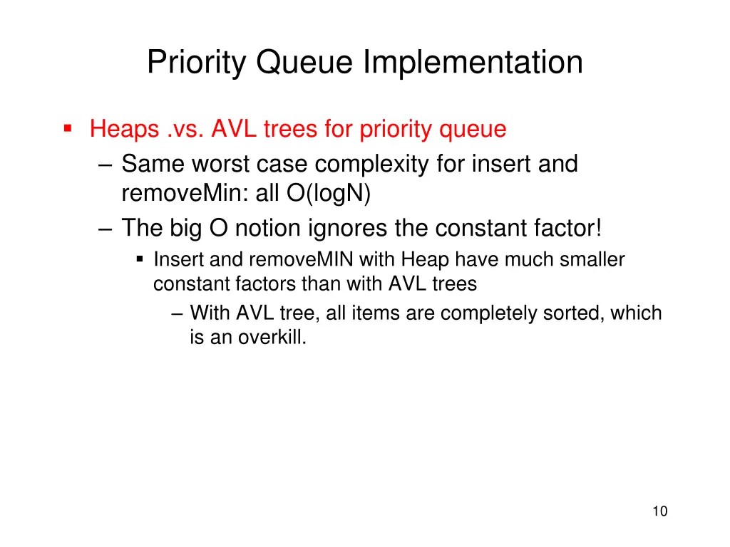 priority queue implementation