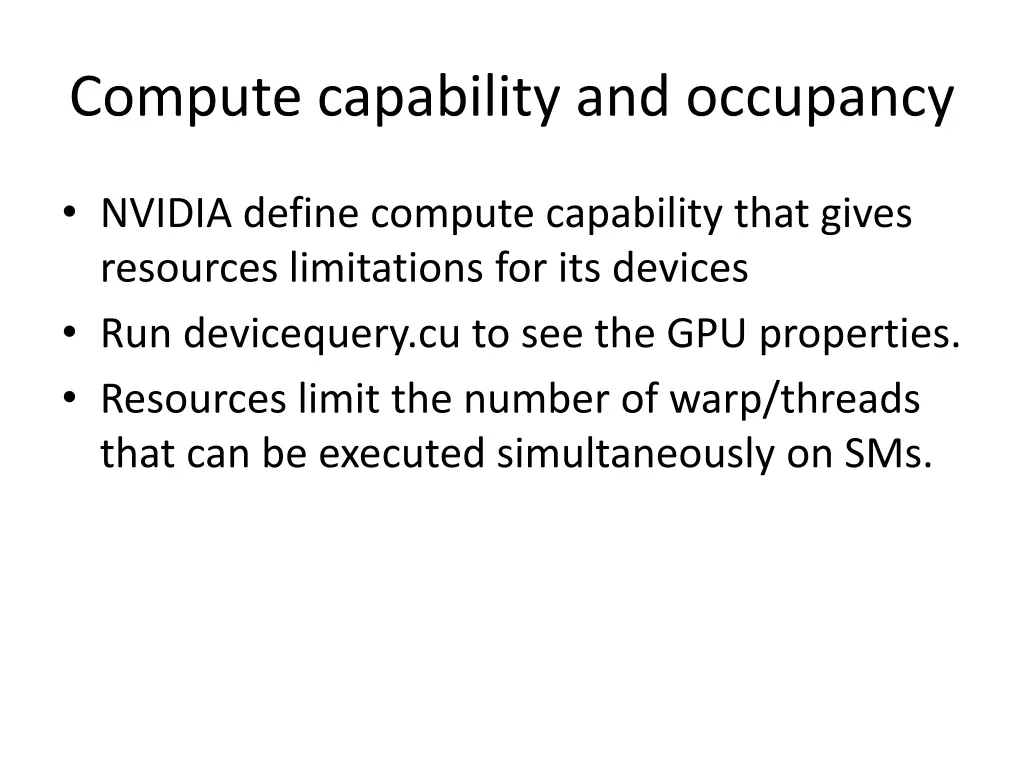 compute capability and occupancy